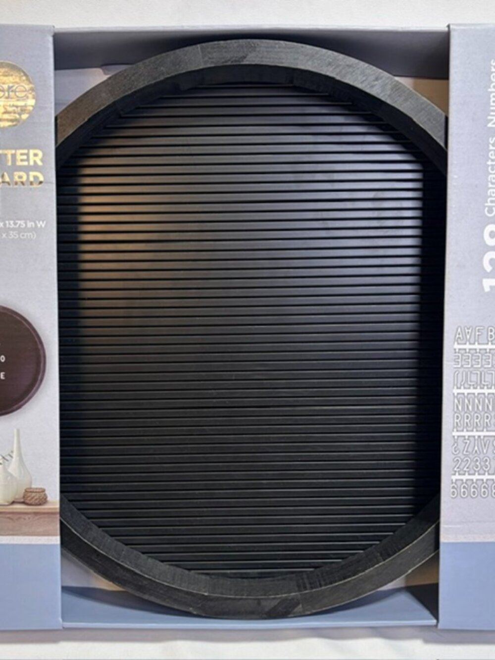 Core Home Round Wooden Letter Board Sign - Black & White 13.75" Home Decor